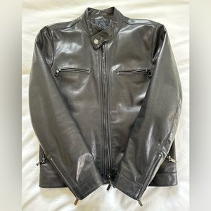 Z Zegna Men’s Leather Biker Jacket